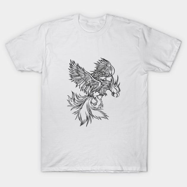 Phoenix bird reborn from the ashes -dark T-Shirt by FelippaFelder